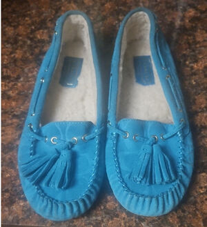 Blue Coach Leather Moccasins